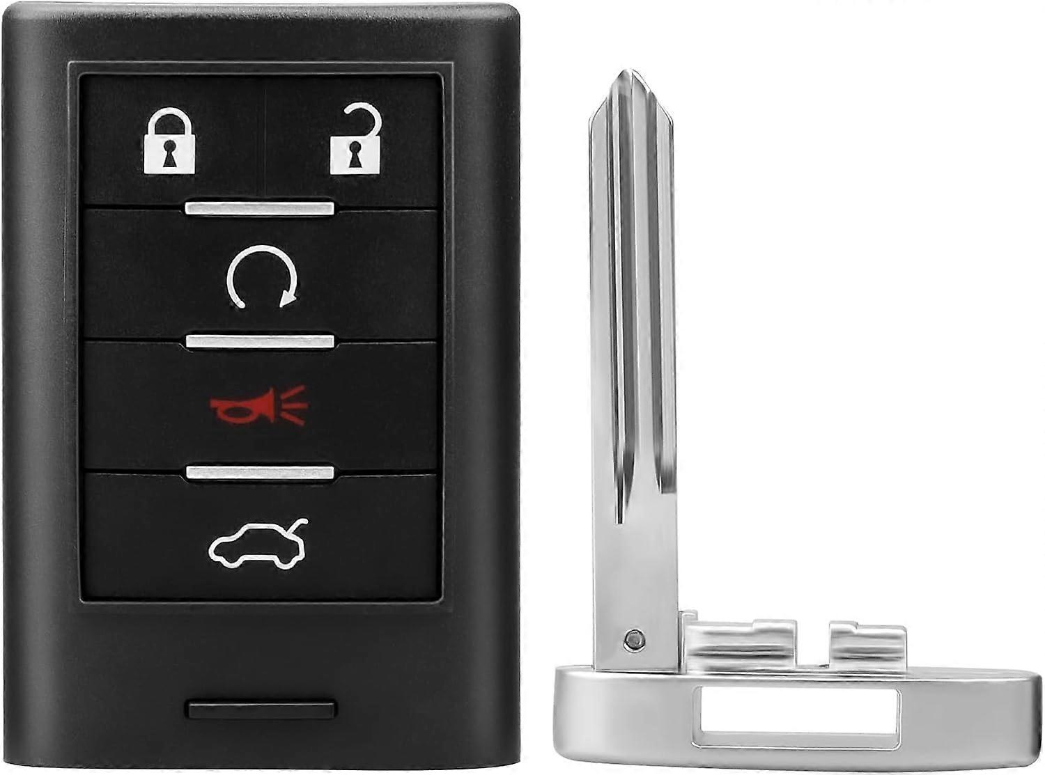 Replacement Key Fob Smart Remote Control Fit for Cadillac STS CTS 2008 2009 2010 2011 2012 2013, 5 Button 315 Mhz with Door Key