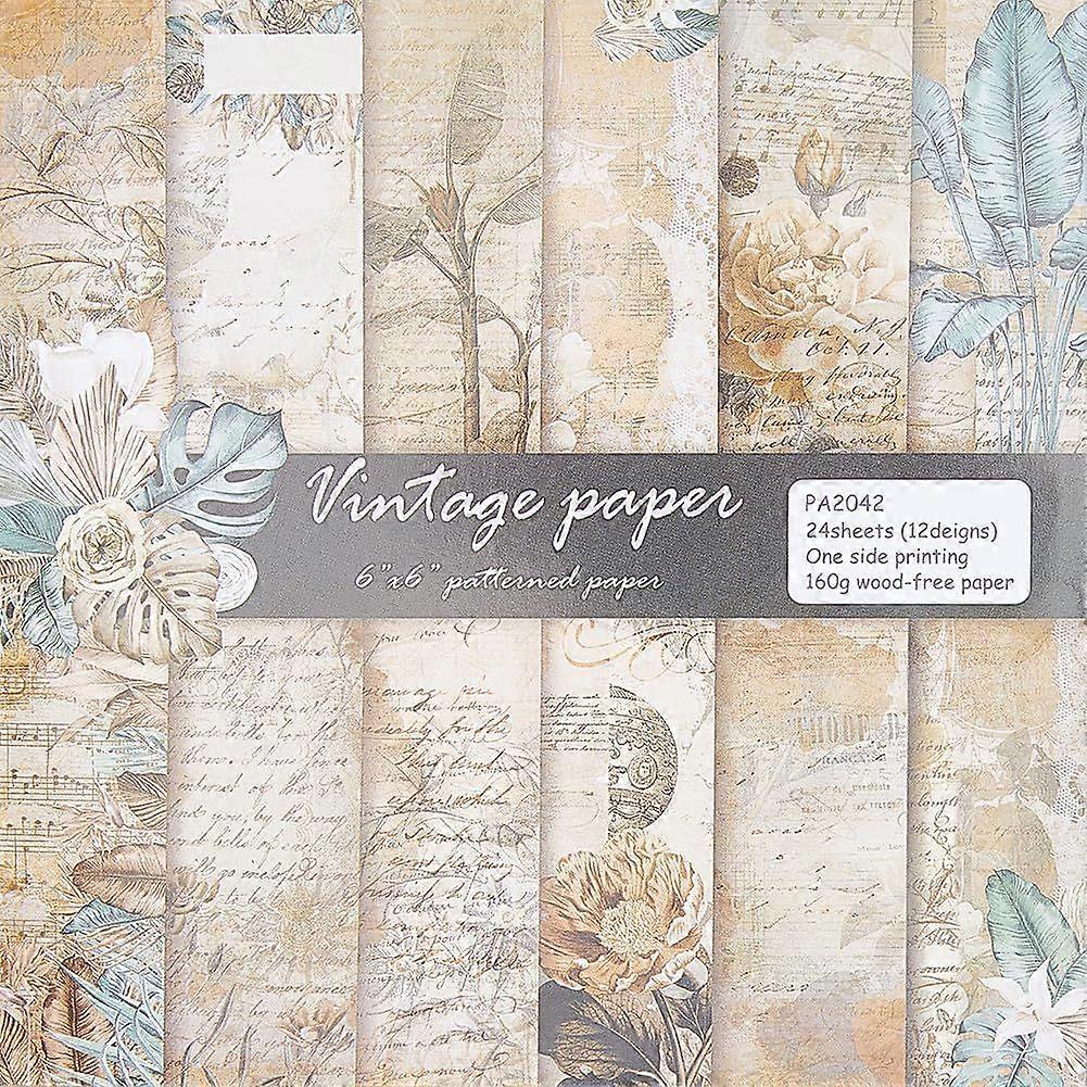 24Pcs Scrapbook Paper Pad Retro Sheet Music Origami Paper 6"6Single-Sided Colorful Paper Diary Decoration Paper for DIY Album Background Journal Craft