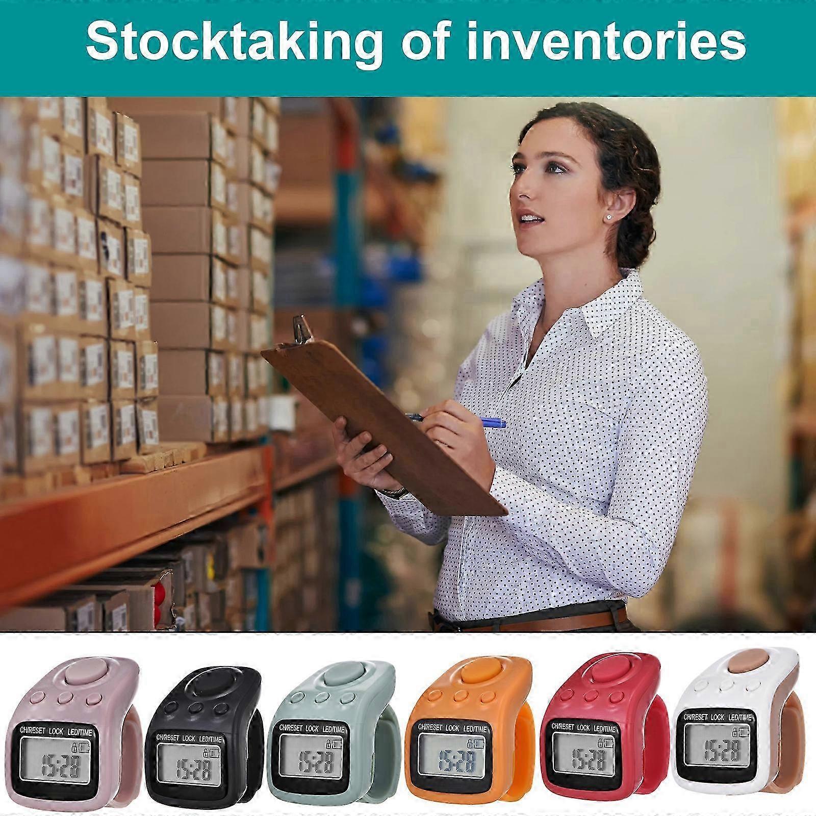 Handheld Electronic Counter Ring Finger Counter 6 Digits LED Digital Tally Counter Clickers Tasbeeh Counter with Case Pink