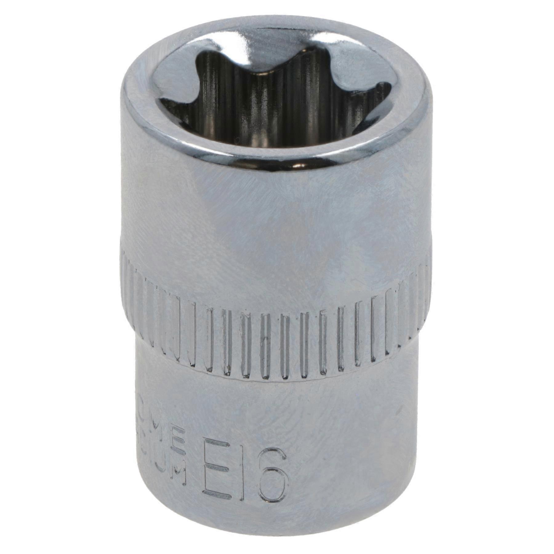 E16 Female Torx Socket Star Bit 3/8" Drive Standard External Chrome Vanadium