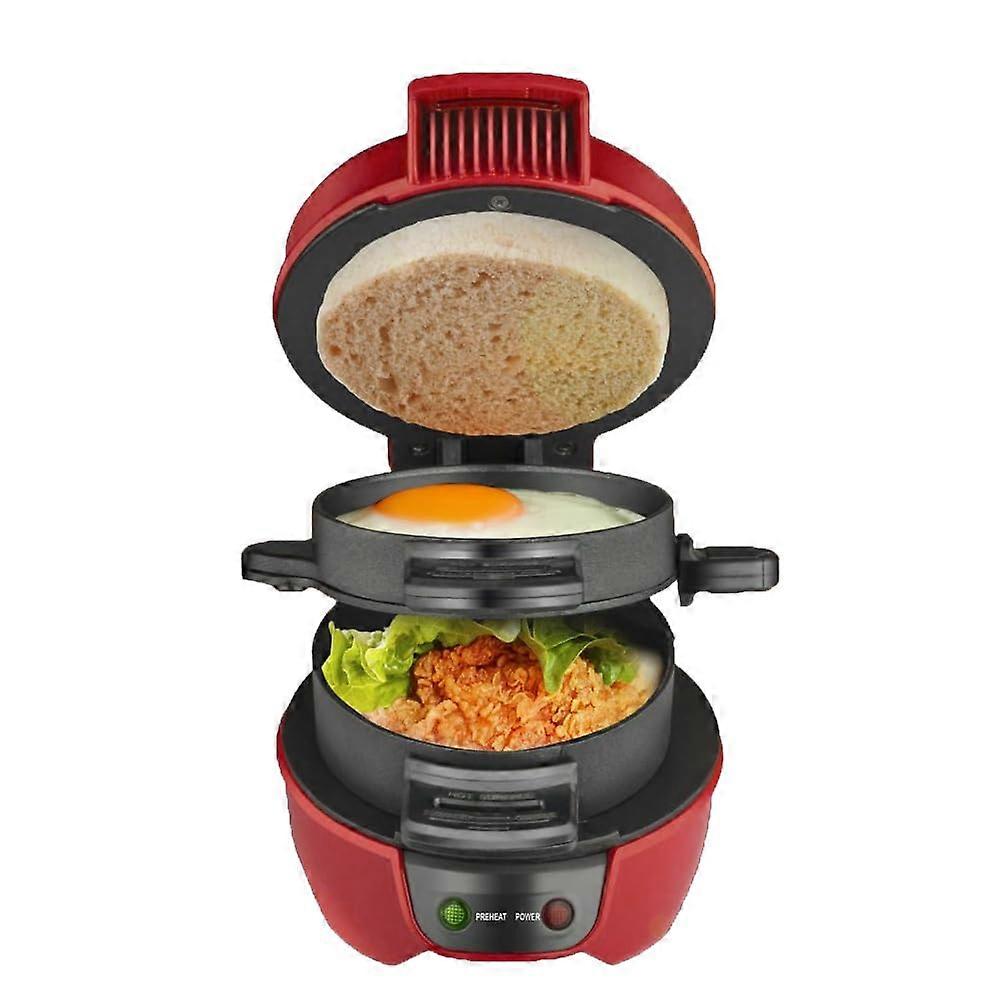 Breakfast Sandwich Maker 600W Non Stick with Egg Cooker Ring, DoubleSided Heating for Quick Meals