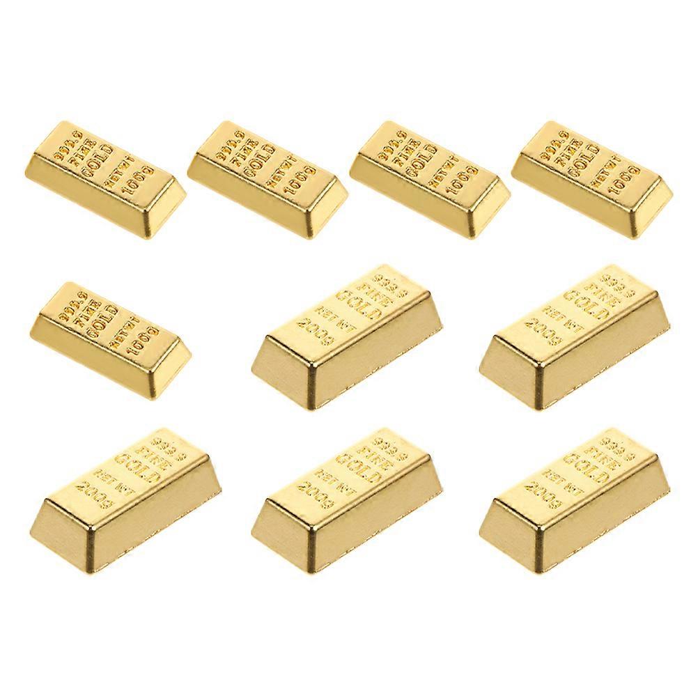 Golden Brick Model for Decor 10Pcs Miniature Simulation Gold Bricks