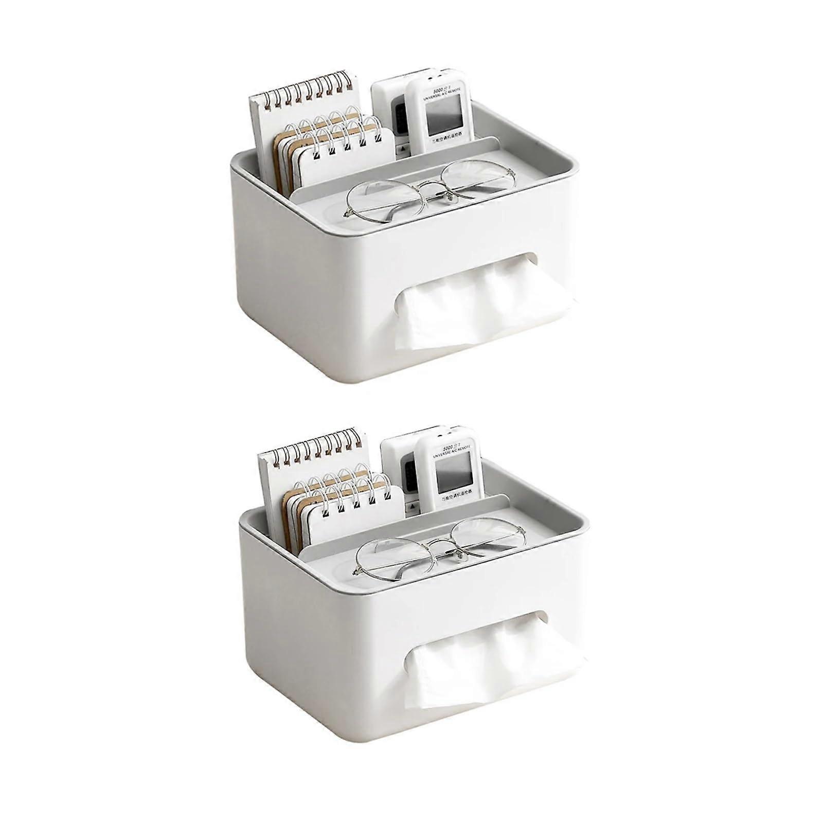 Modern Acrylic Tissue Box Holder with Weighted Base, Decorative Desktop Organizer 2pc