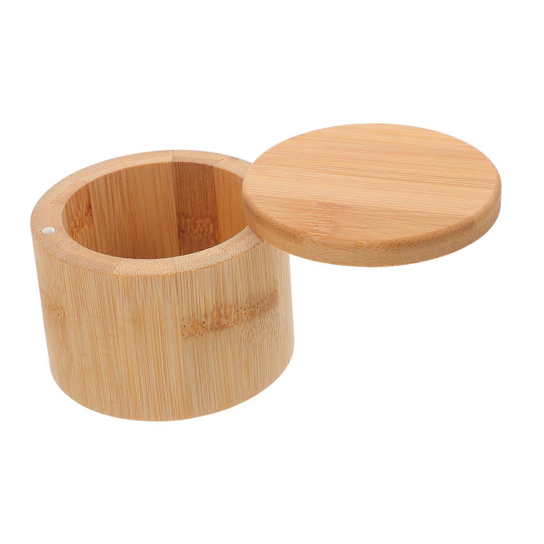 Spice Container Set Bamboo and Ceramic Jars with Lid Keeps Spices Fresh for Home and Camping