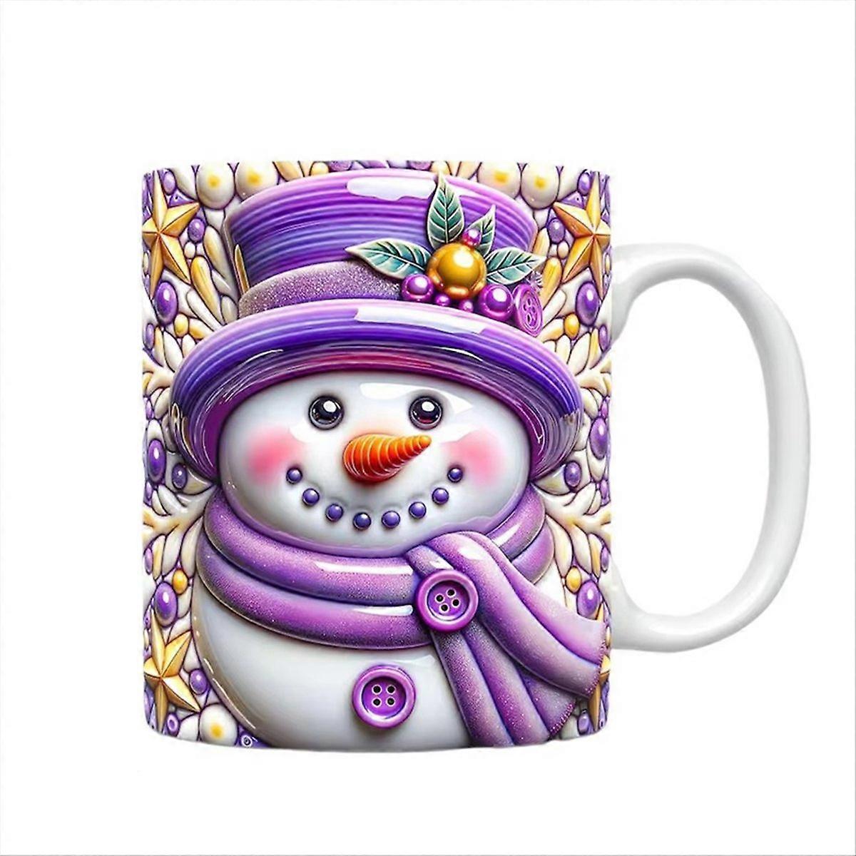 Christmas Snowman Coffee Cup Visual Effect Pattern Ceramic Water Cup