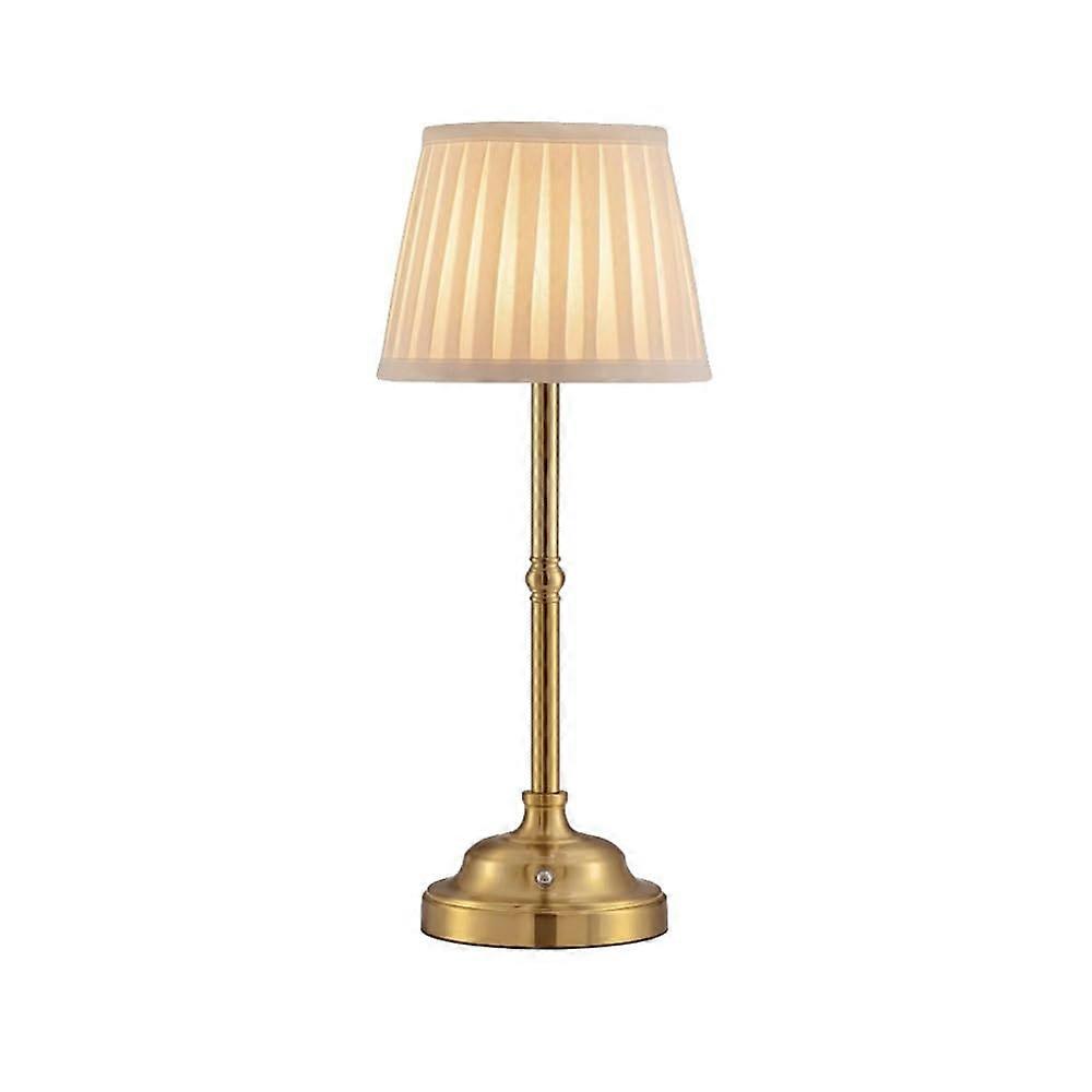 Cordless Rechargeable Fabric Table Lamp with Touch Dimming, Vintage Metal Design for Bedroom Dining
