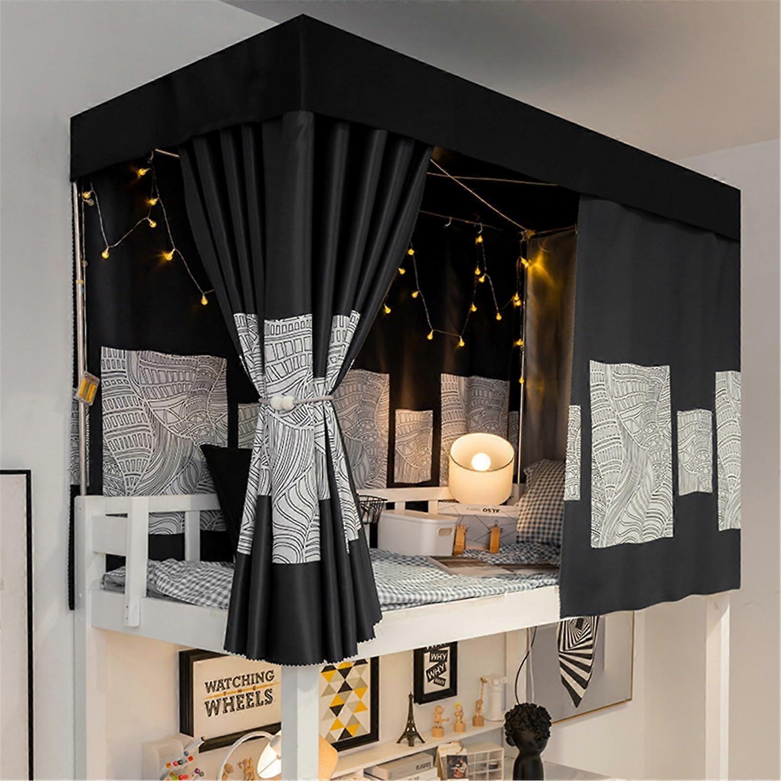 Bunk Bed Privacy Curtain Set with Full Coverage, Light Blocking, Breathable Fabric for Dorm Use