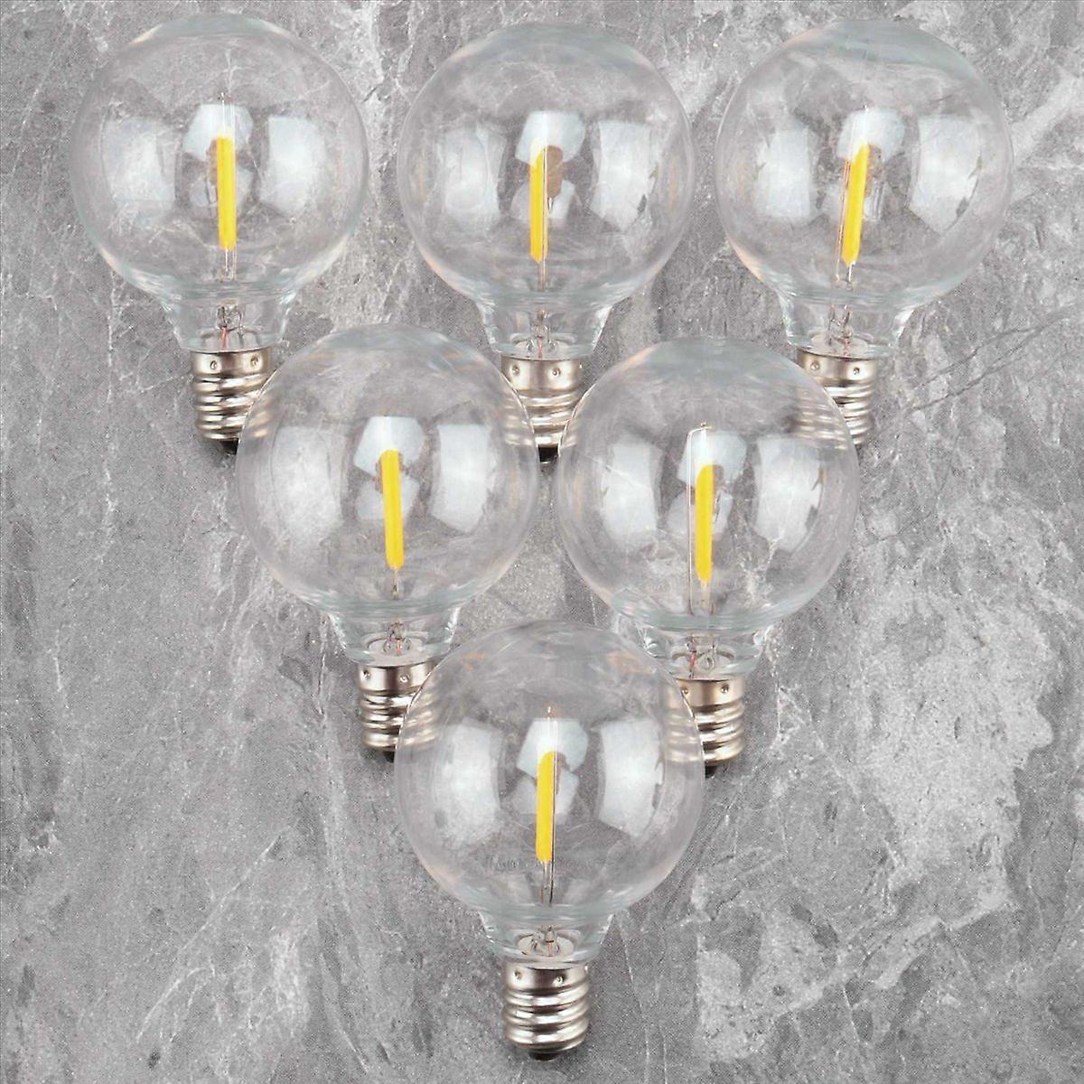6Pcs G40 Bulbs,E12 Screw Base LED Globe Bulbs for Solar String Lights