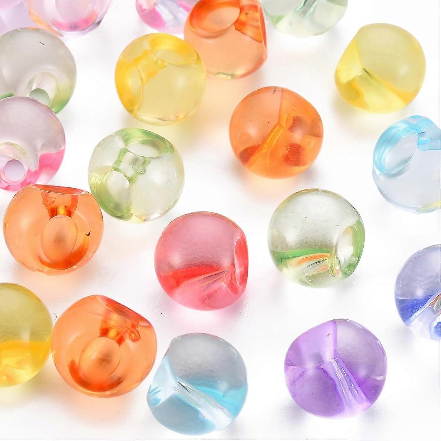50Pcs 1 Hole Transparent Acrylic Buttons Round Mixed Color 0.53x0.51 Inch