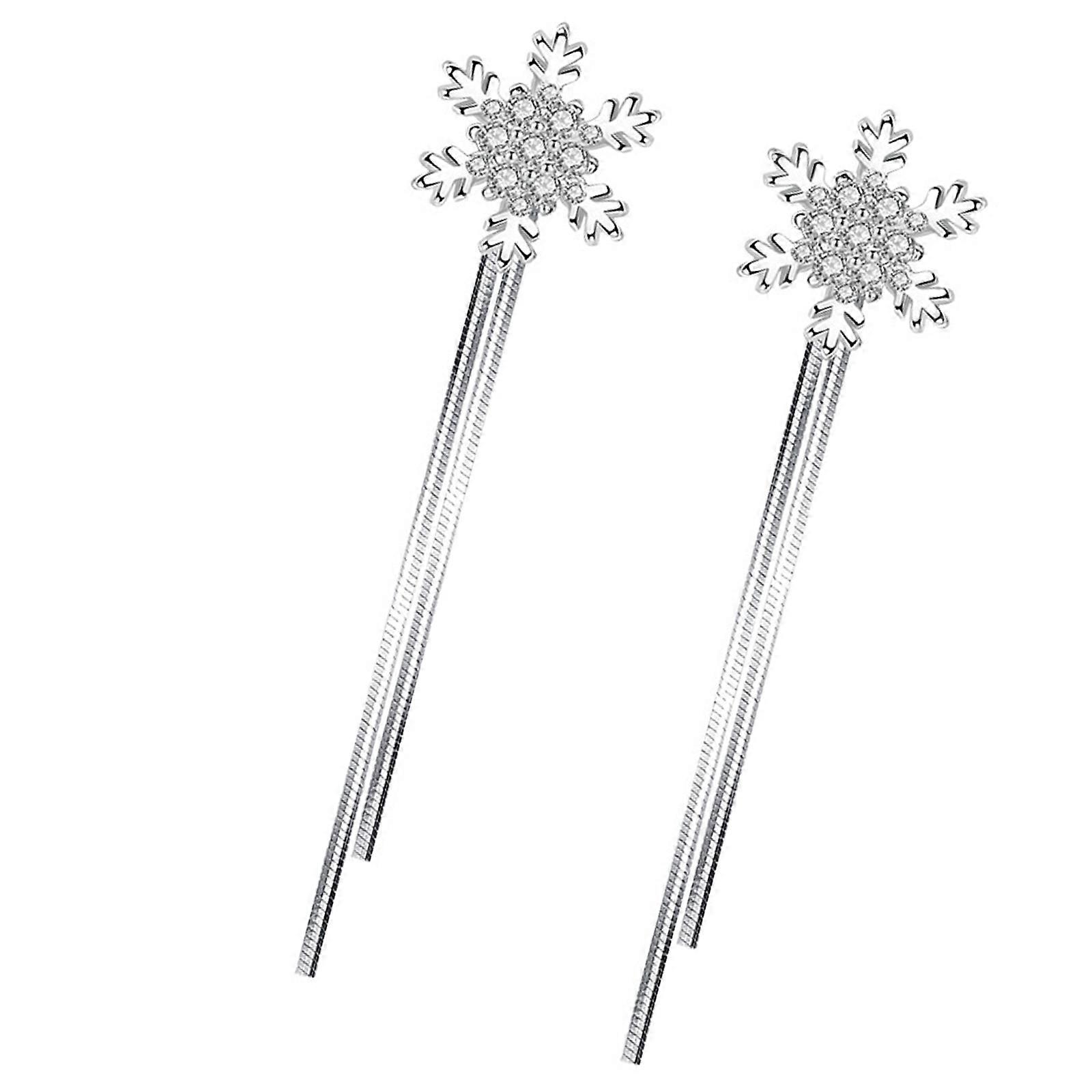 Long Snowflake Earrings with Sturdy Construction for Casual Use Multicolor