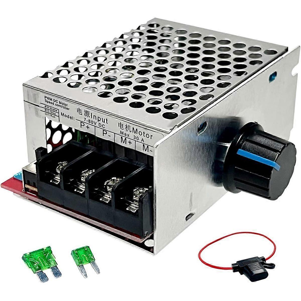 DC Motor Speed Control Pulse Width Controller,Non-Voltage Regulated DC 7-70V Input,Built-in 30A Overcurrent Protection
