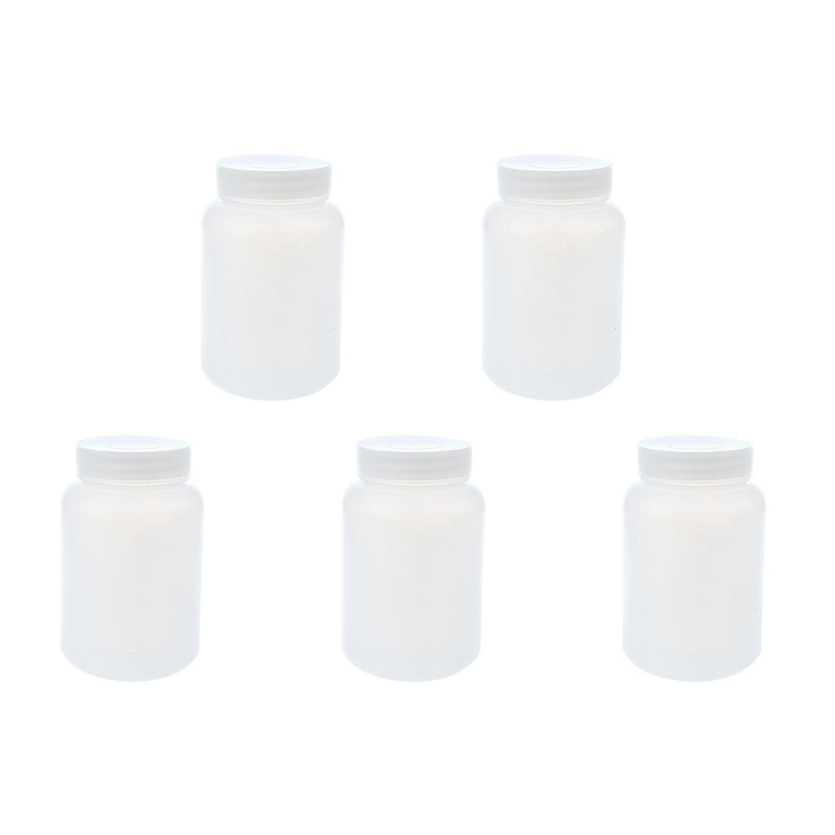 5X Laboratory Chemical Storage Case White Plastic Widemouth Bottle 500ML
