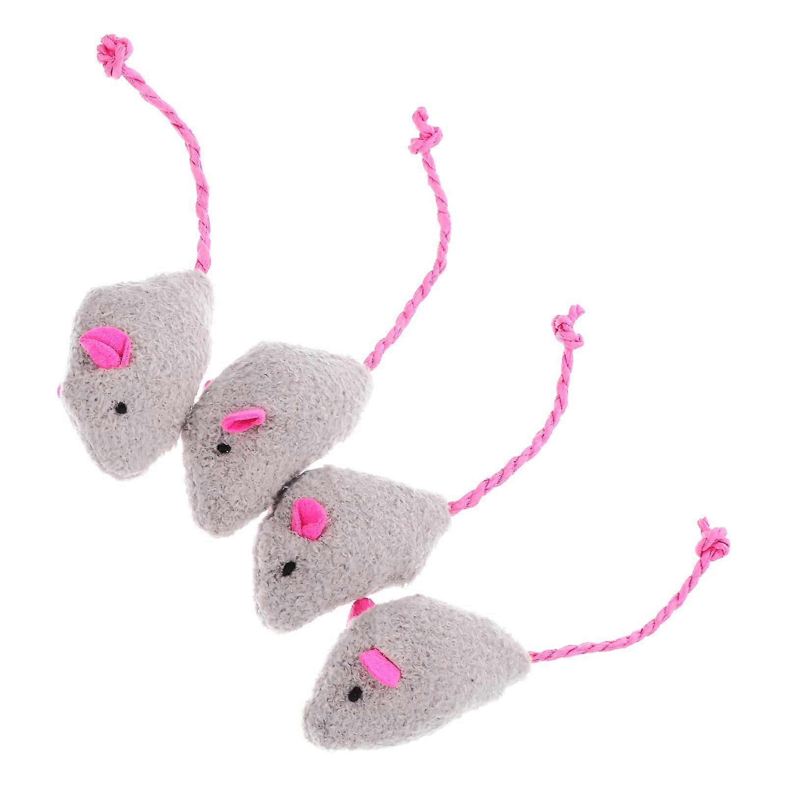 Realistic Plush Mouse Cat Toy for Indoor Cats with Interactive Entertainment 4Pcs