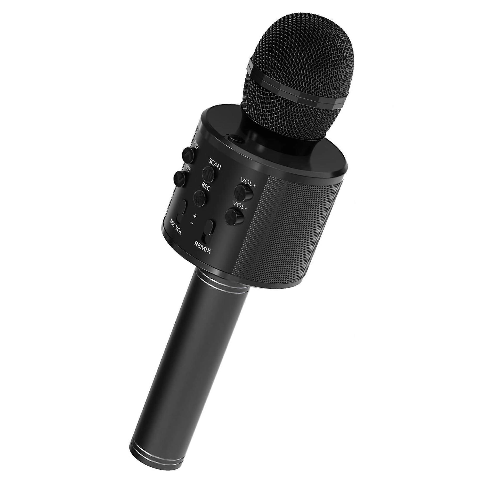 Wireless Karaoke Microphone with Builtin Speaker, 3in1 Bluetooth Mic, USB AUX, Rechargeable for Kids and Adults