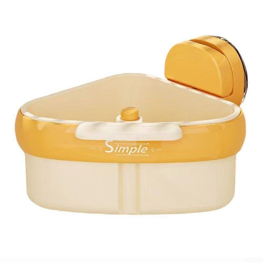 Sink Drain Basket Triangle with Suction Cup for SpaceSaving Vegetable and Fruit Washing (Beige)