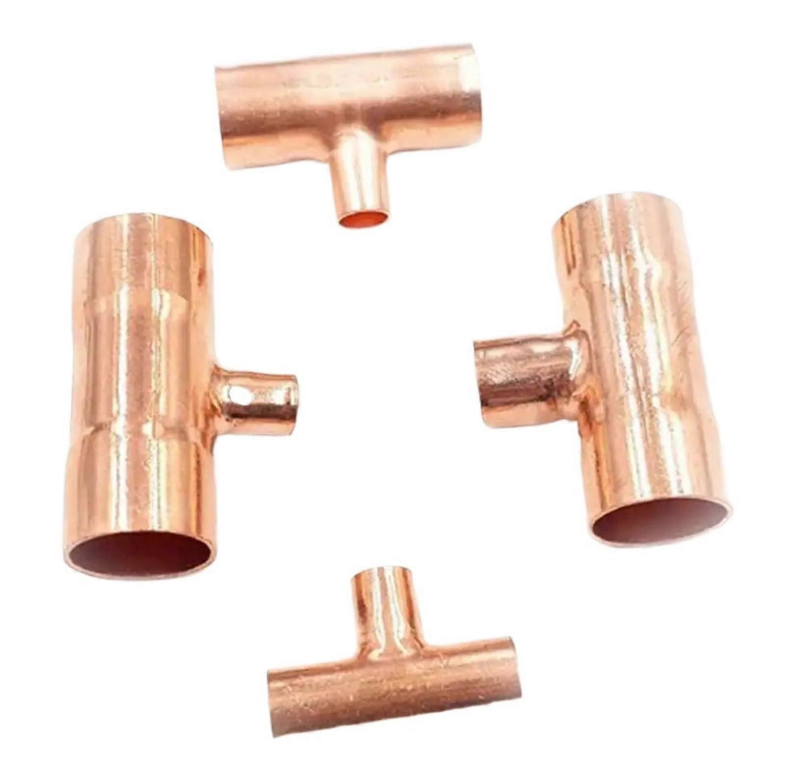 14x8x14mm Reducer Pure Copper End Feed Reduce Tee 3-Way Weld Pipe Adapter for Plumbing and HVAC Applications