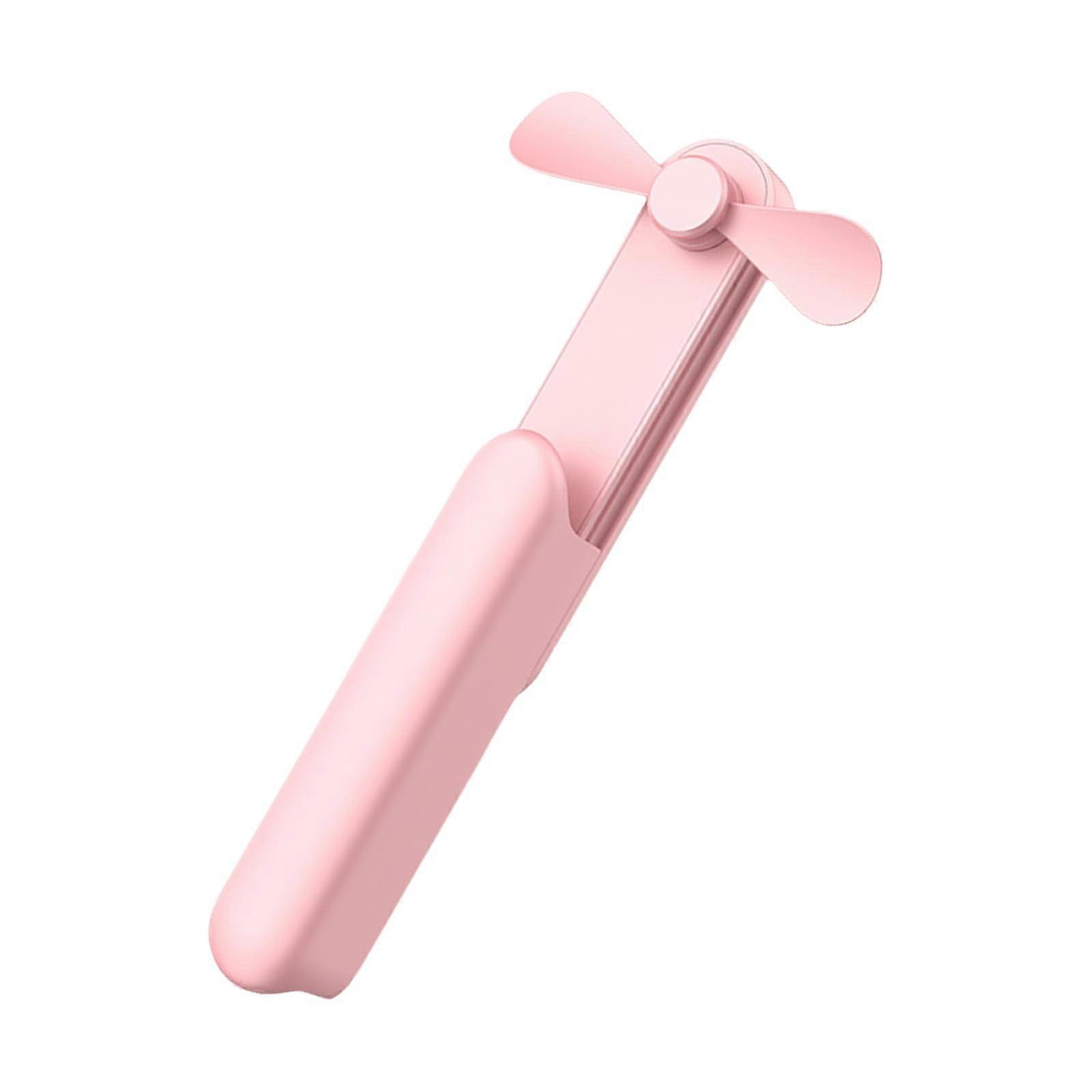 Portable Handheld Fan Foldable USB Rechargeable Mini Cooling Fan with 3 Speeds Pink
