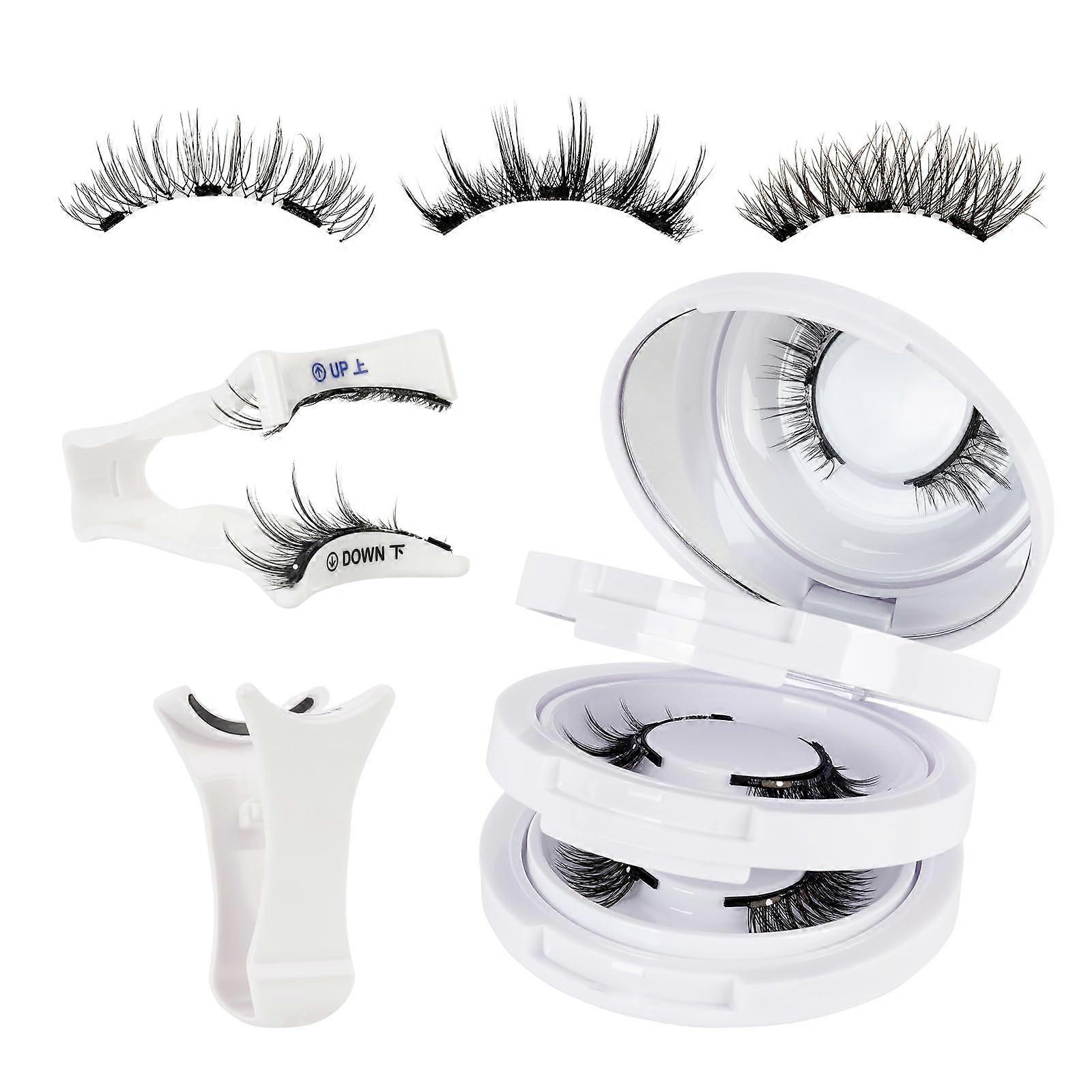Magnetic Eyelashes 3 Pairs Kit with Applicator, Glue Reusable Lashes for Natural Look
