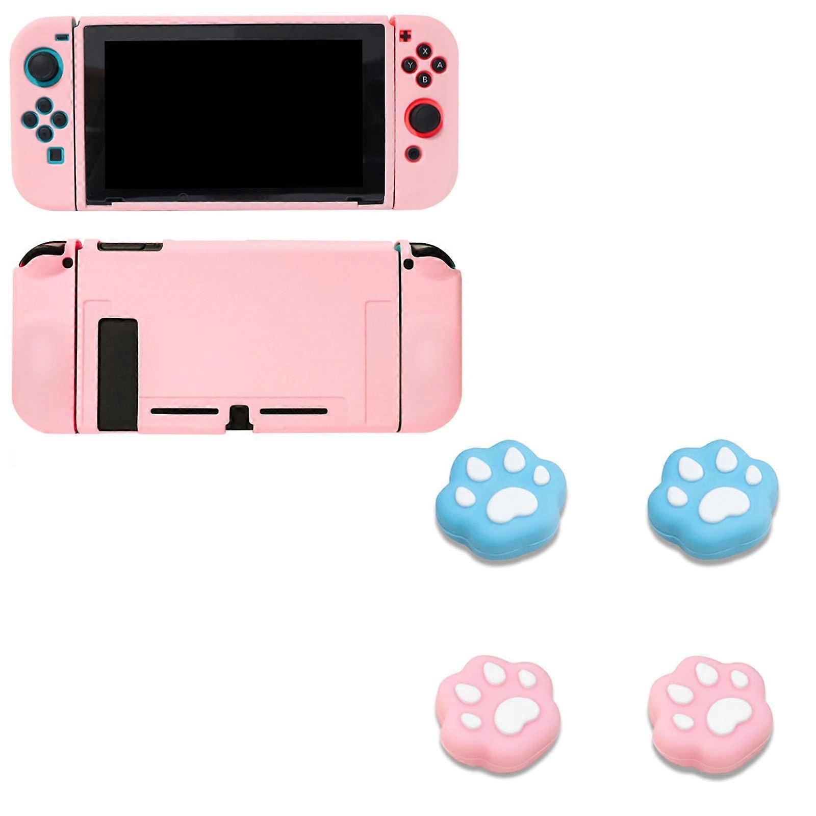 Protective Case 2017 Dockable Cover with Ergonomic Grip and Joystick Caps for Nintendo Switch