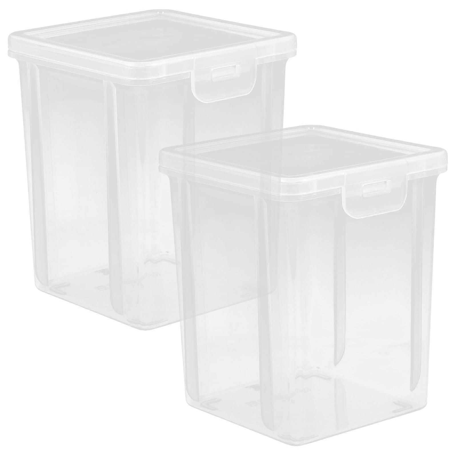 2pcs Clear Plastic Storage Boxes with Lids, Stackable Large Capacity Organizer for Desk, Office, Makeup