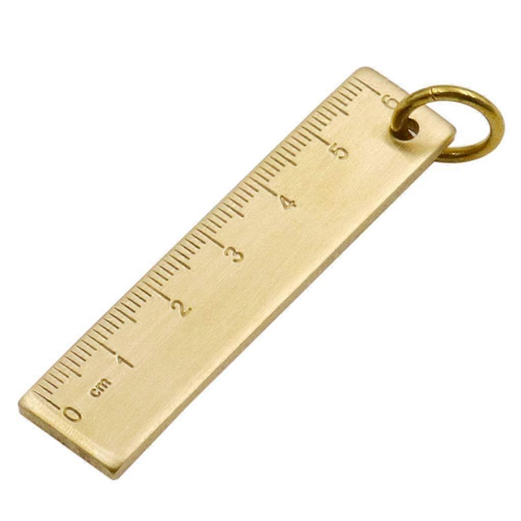 6cm Copper Ruler Keychain Durable Brass Measuring Tool for Sewing Quilting Drawing Classroom