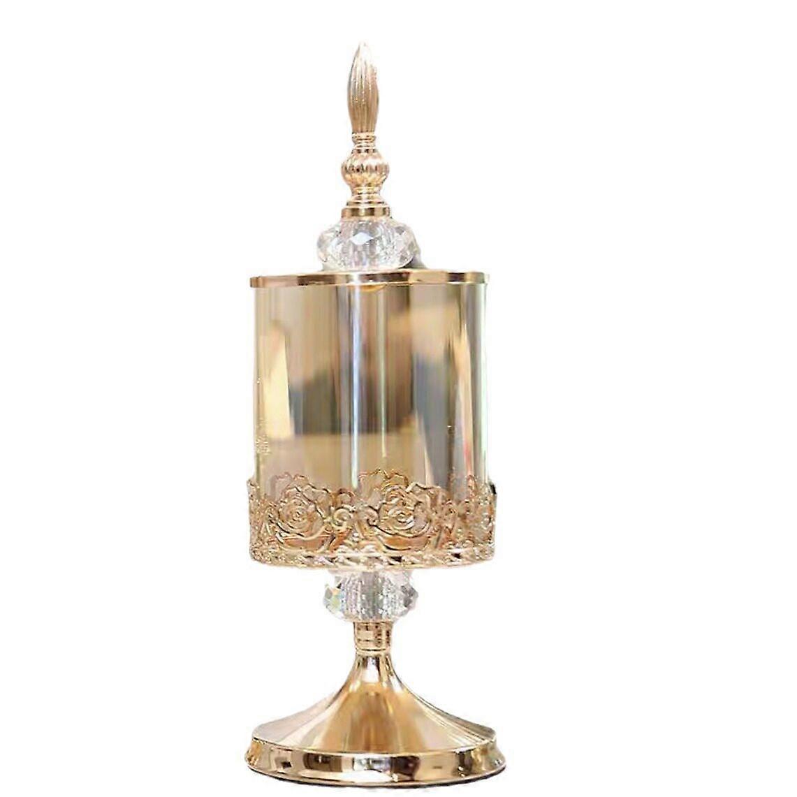 Light Luxury Crystal Glass Storage Tank with Lid European American Living Room Coffee Table Lace Candy Box Storage Decoration Ornaments