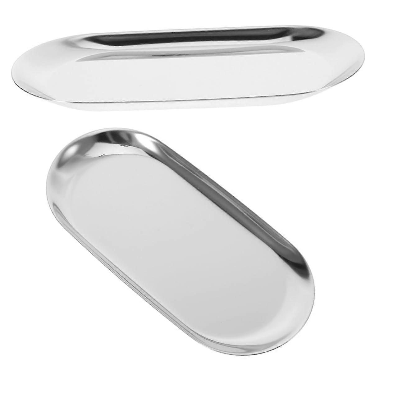 2pcs Stainless Steel Tip Tray Set Durable Rectangular Design for Restaurant Serving and Home Storage