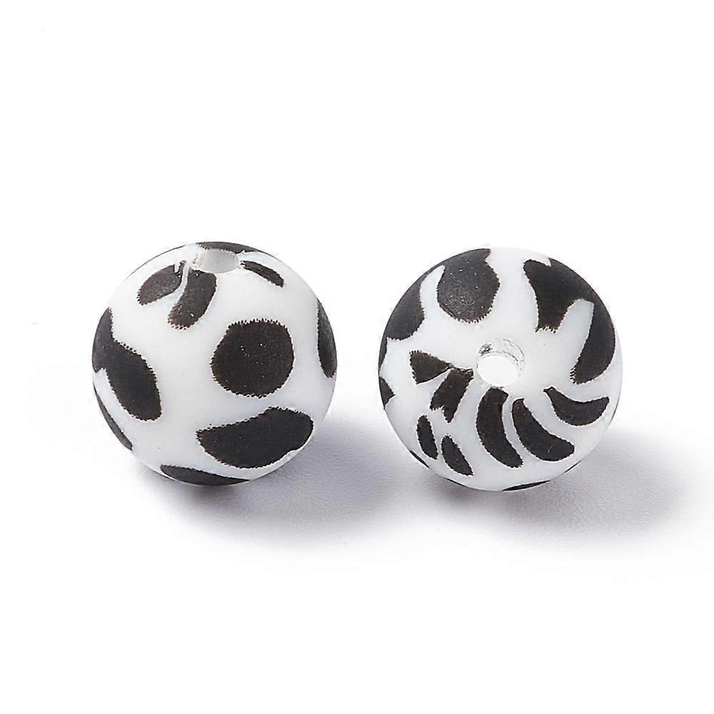 Silicone Beads DIY Necklaces Making Round with Leopard Print Pattern White 12mm Hole: 2mm