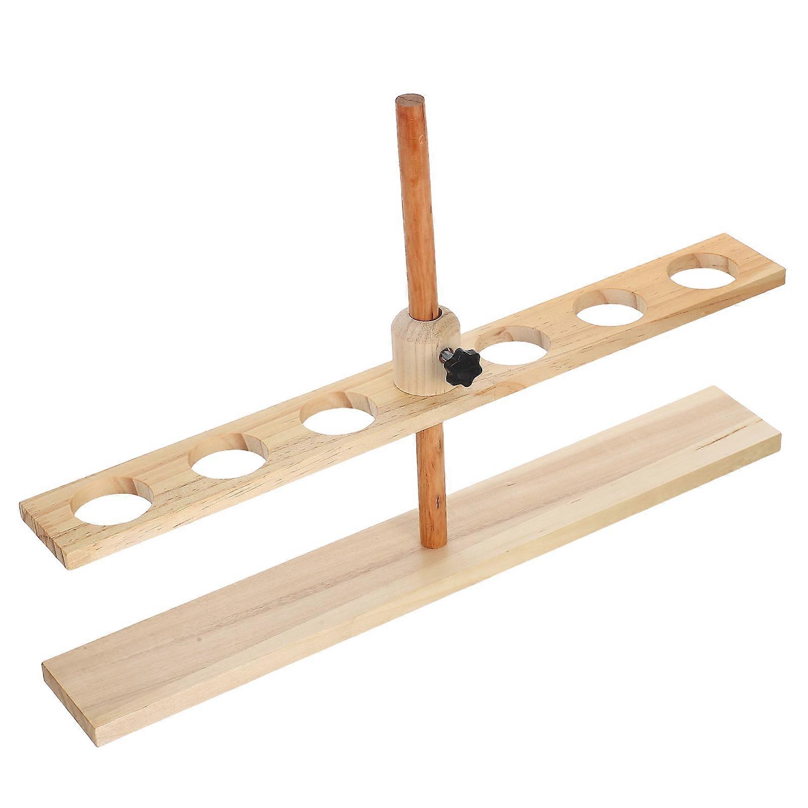 Khaki Wooden Funnel Stand for Science Labs with 6 Hole Adjustable Holder