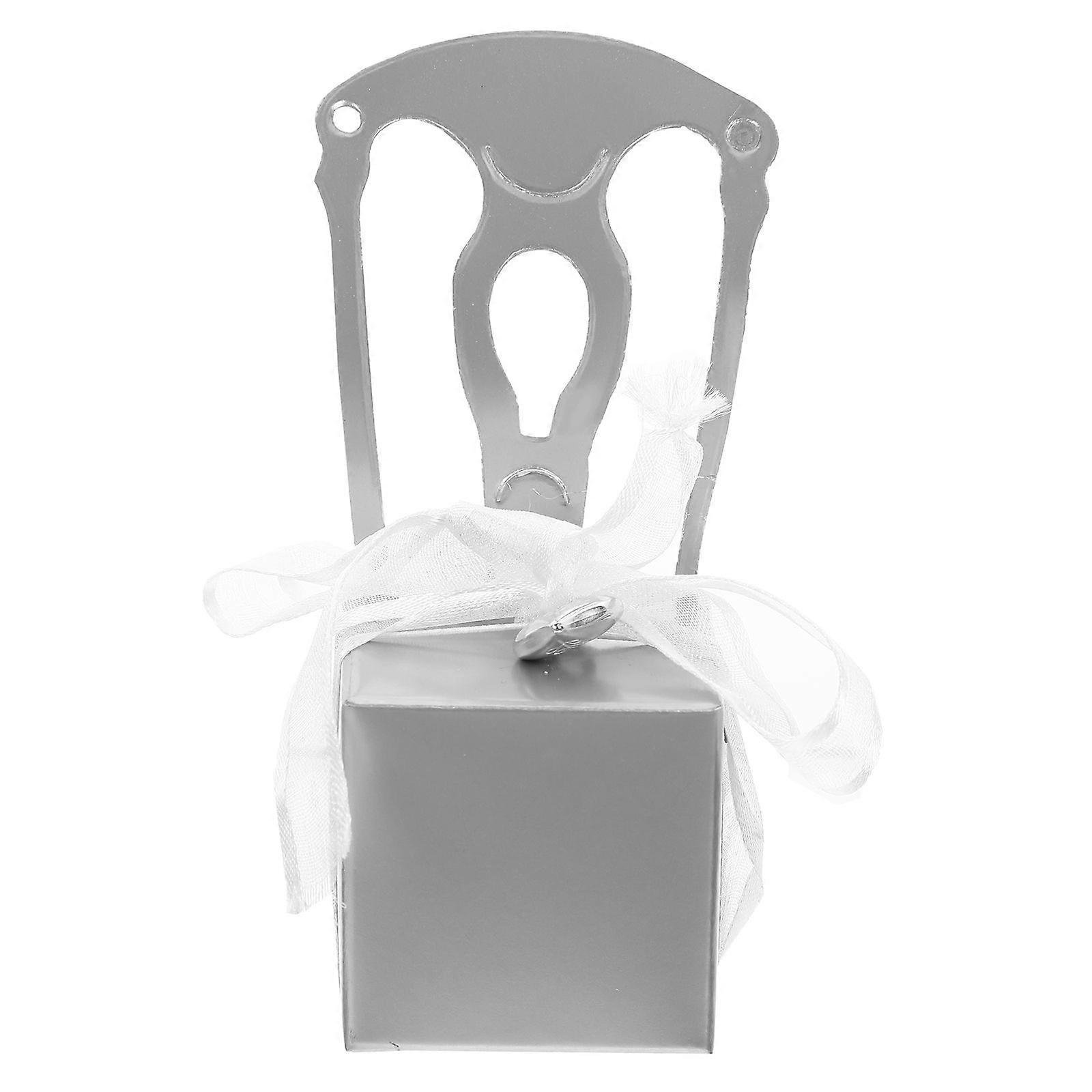1 Set 24 Pcs Wedding Candy Boxes Chair Shape Candy Storage Boxes (Silver)