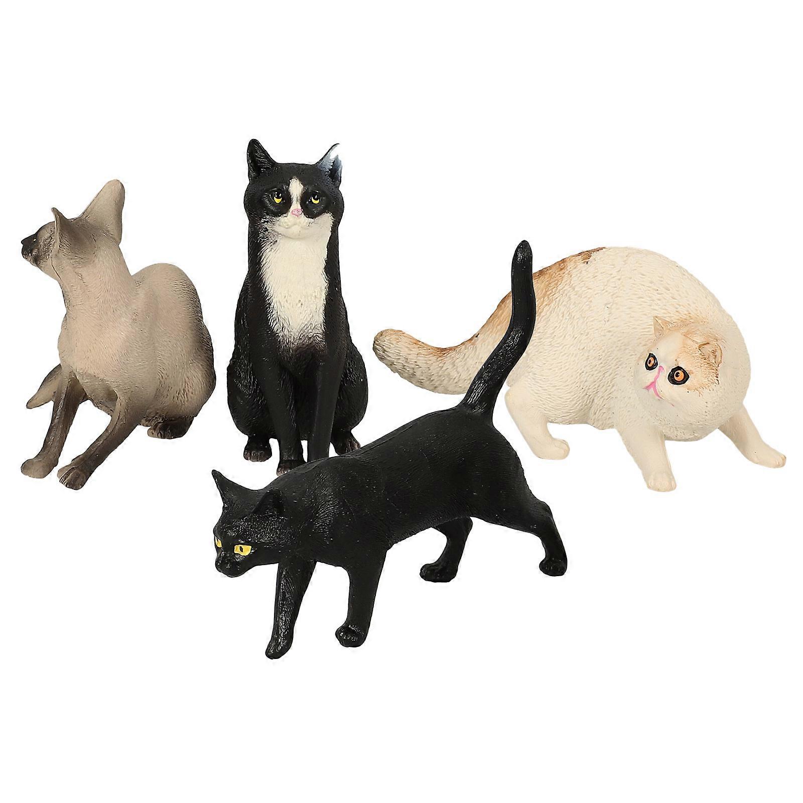 Lifelike Cat Statue Artificial Cat Model for Decor 4Pcs Collection