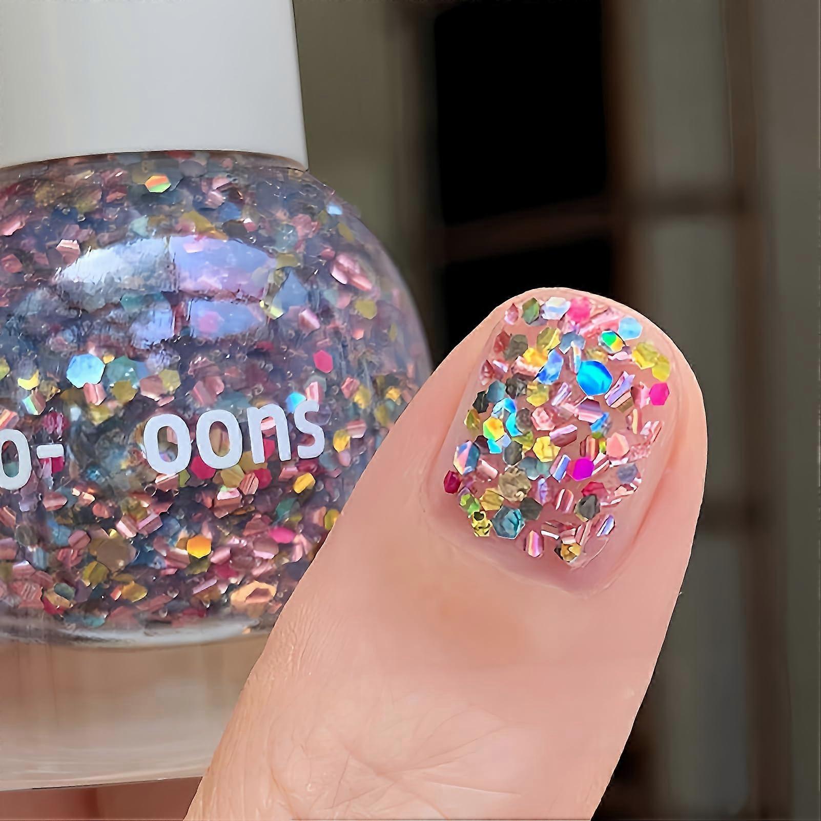 Glitter Nail Polish with Chunky Rainbow Glitters, WaterBased Peel Off, Quick Dry 10ML