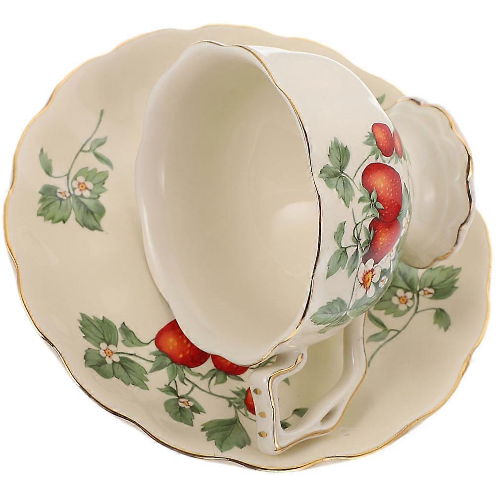 Drinking Container Ceramic Tea Cup with Saucer for Cafe Use Multi Color Material 1Set