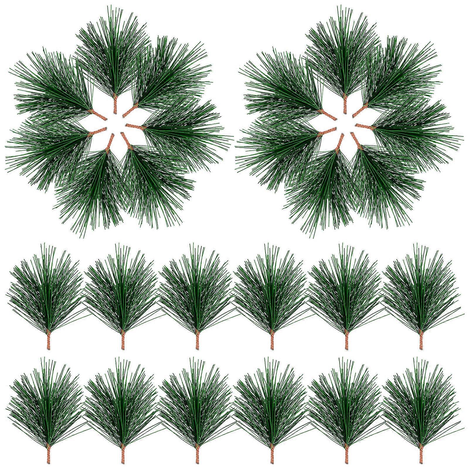 Versatile Simulated Pine Branches Plastic Ornaments for DIY 30Pcs Green