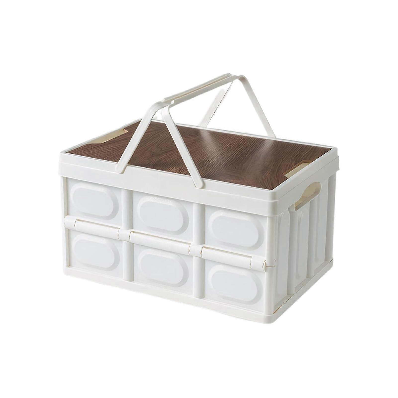 Collapsible Plastic Storage Box with Handles, Foldable ABS Crate for Outdoor Toy Organization