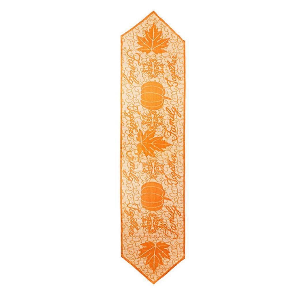 Thanksgiving Table Decor Pumpkin Maple Leaf Table Banner for 2Pcs Orange