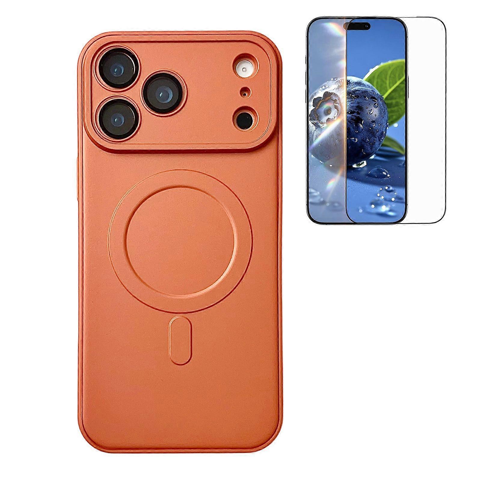 For iPhone 17 Pro Case Compatible with MagSafe Precise Cutouts Solid Color Phone Cover with Screen Protector