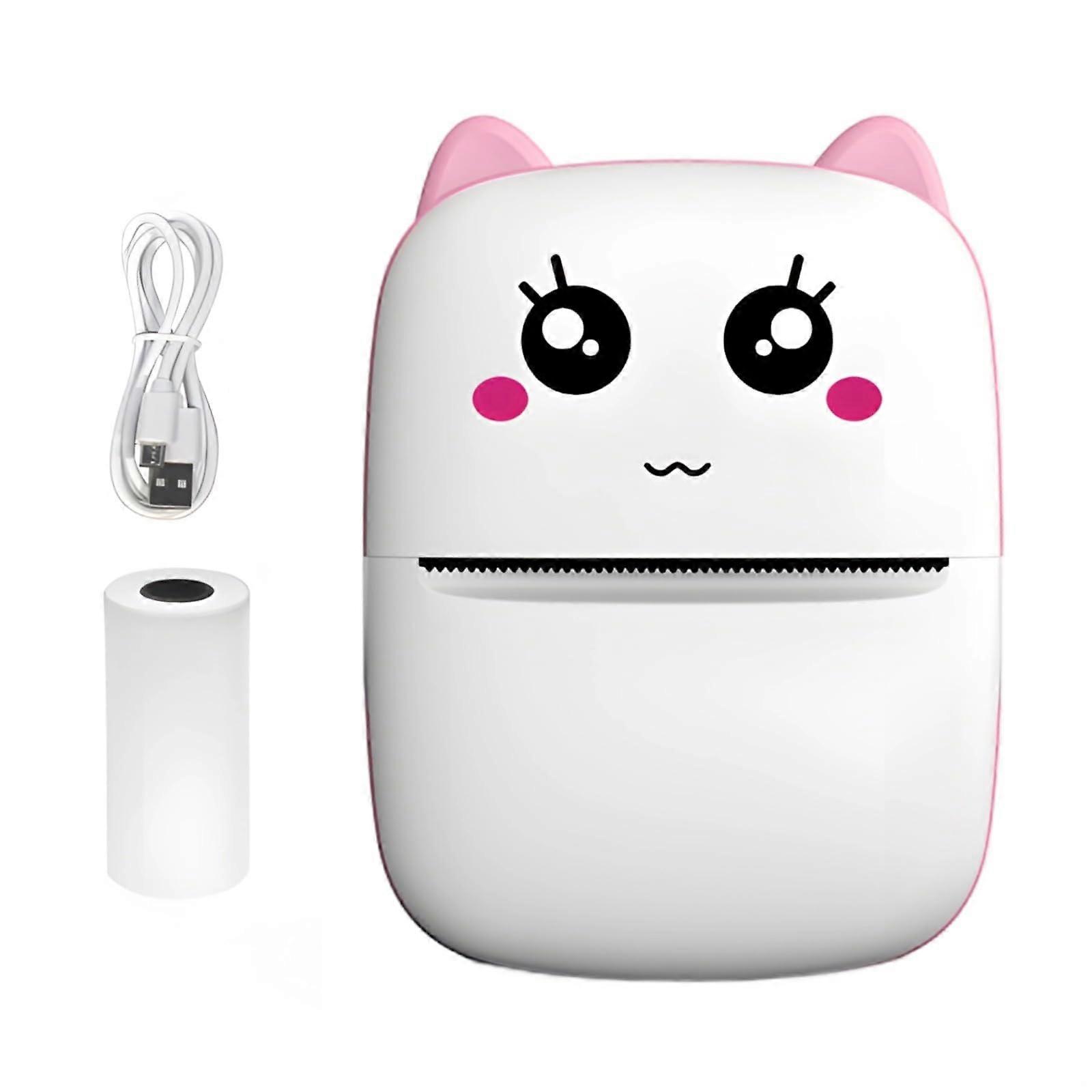 Portable Thermal Printer with Cat Face, Ink Resolution Printing for Students and Travel