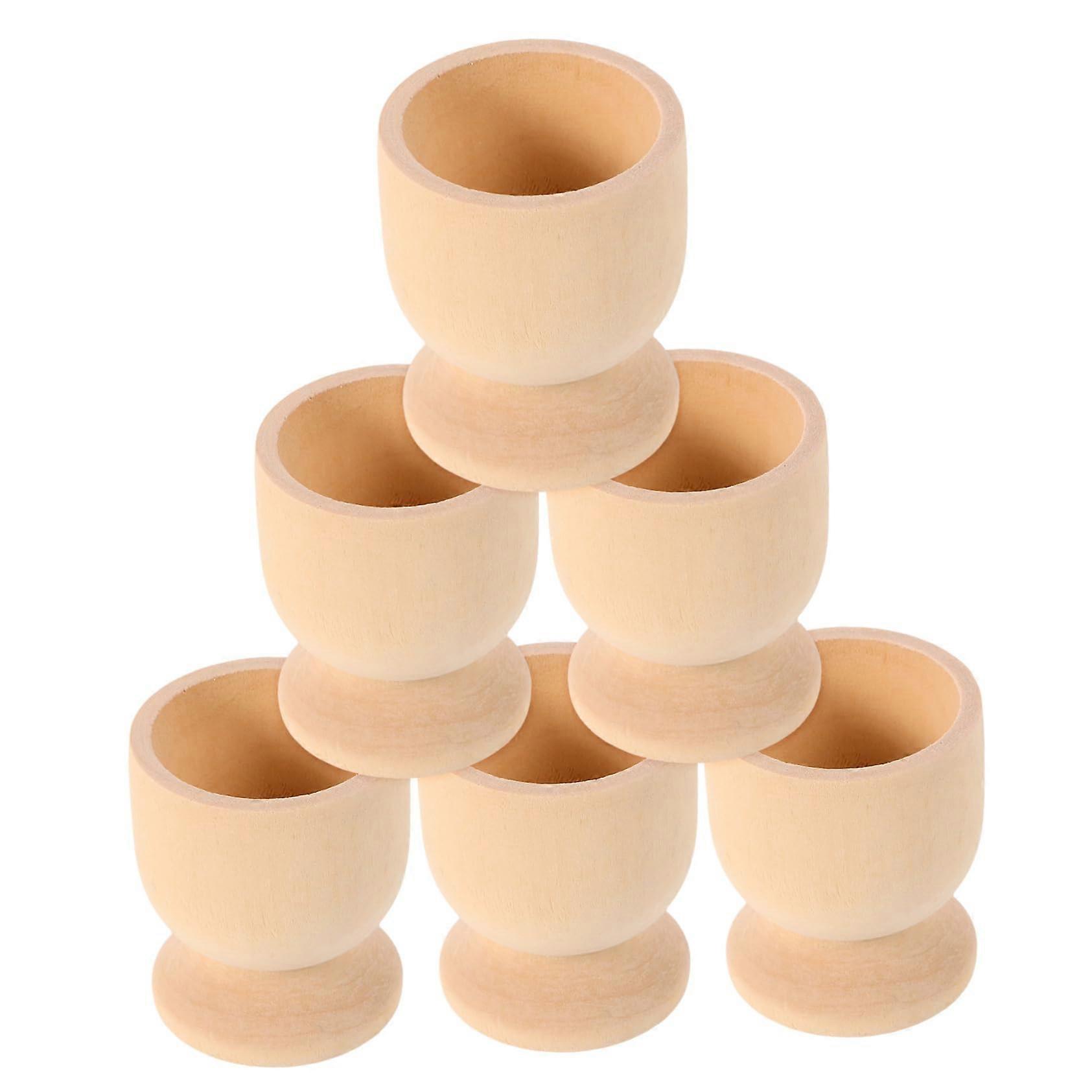 Wooden Egg Holder Stand Tray for Easter Decorations, Rustic DIY Display, Set of 6