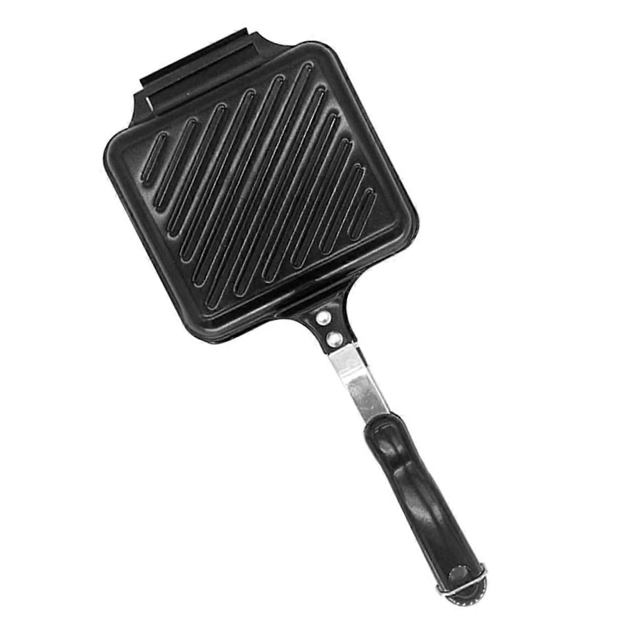Nonstick Doublesided Sandwich Grill Pan with Ergonomic Handle for Waffles Eggs Toasts