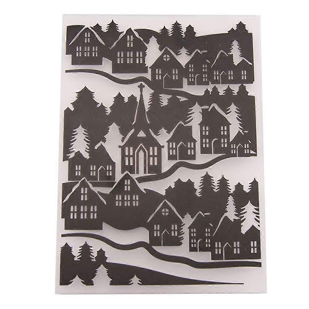 Embossing Folder Plastic Village House Pattern for Scrapbooking Template and DIY Card Making