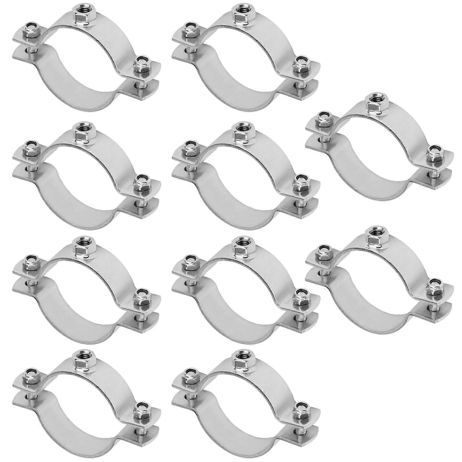 10 Pcs Stainless Steel Adjustable Split Ring Pipe Clamp Hanger for 2 Inch OD Heating Plumbing
