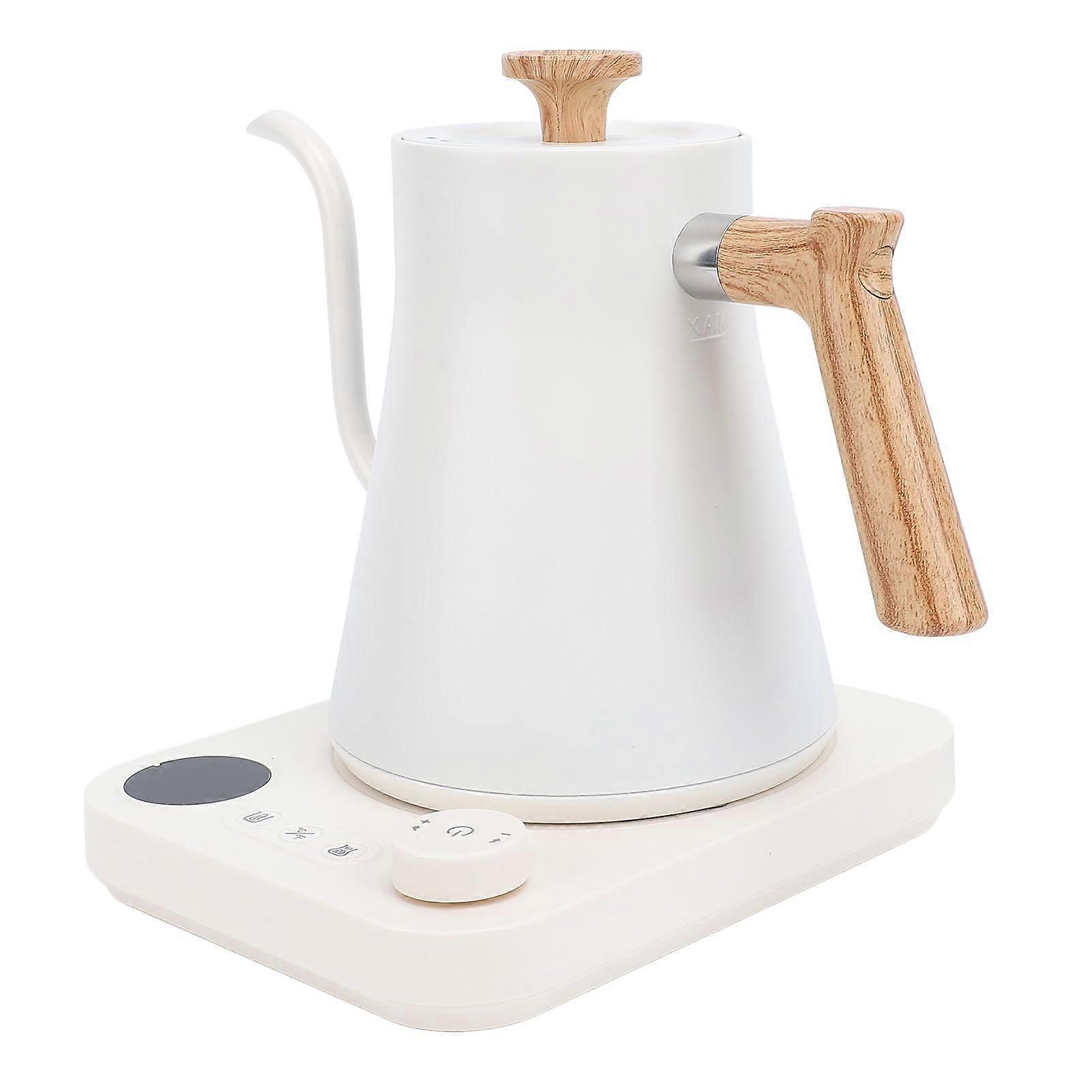 Electric Gooseneck Kettle with LCD Display and Precise Temperature Control, 0.9L, 1200W, White