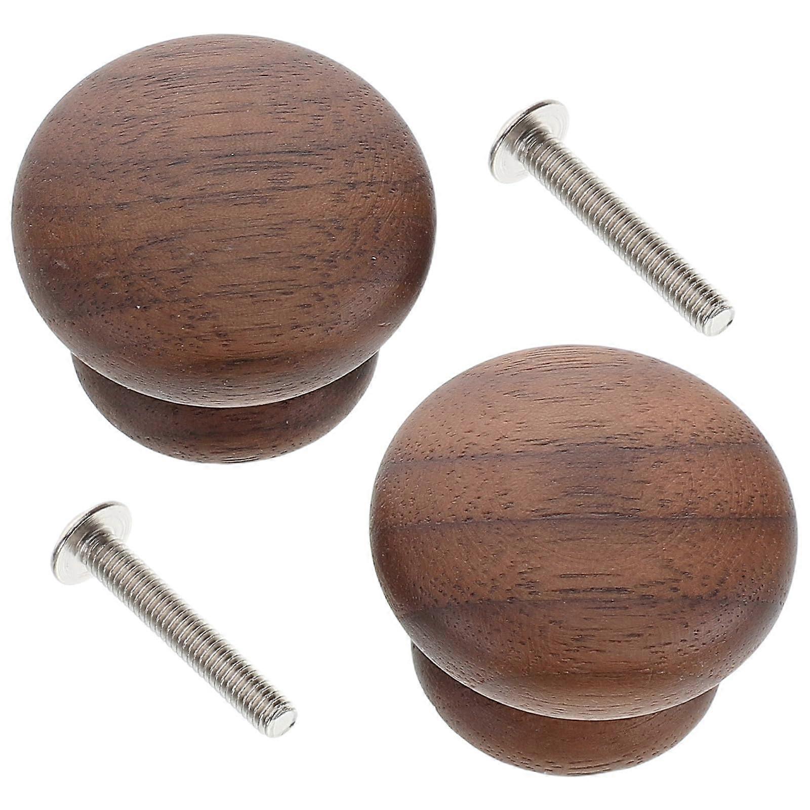 2pcs Solid Wood Mushroom Cabinet Knobs with Comfortable Grip, Round Drawer Pulls for Kitchen, Bedroom