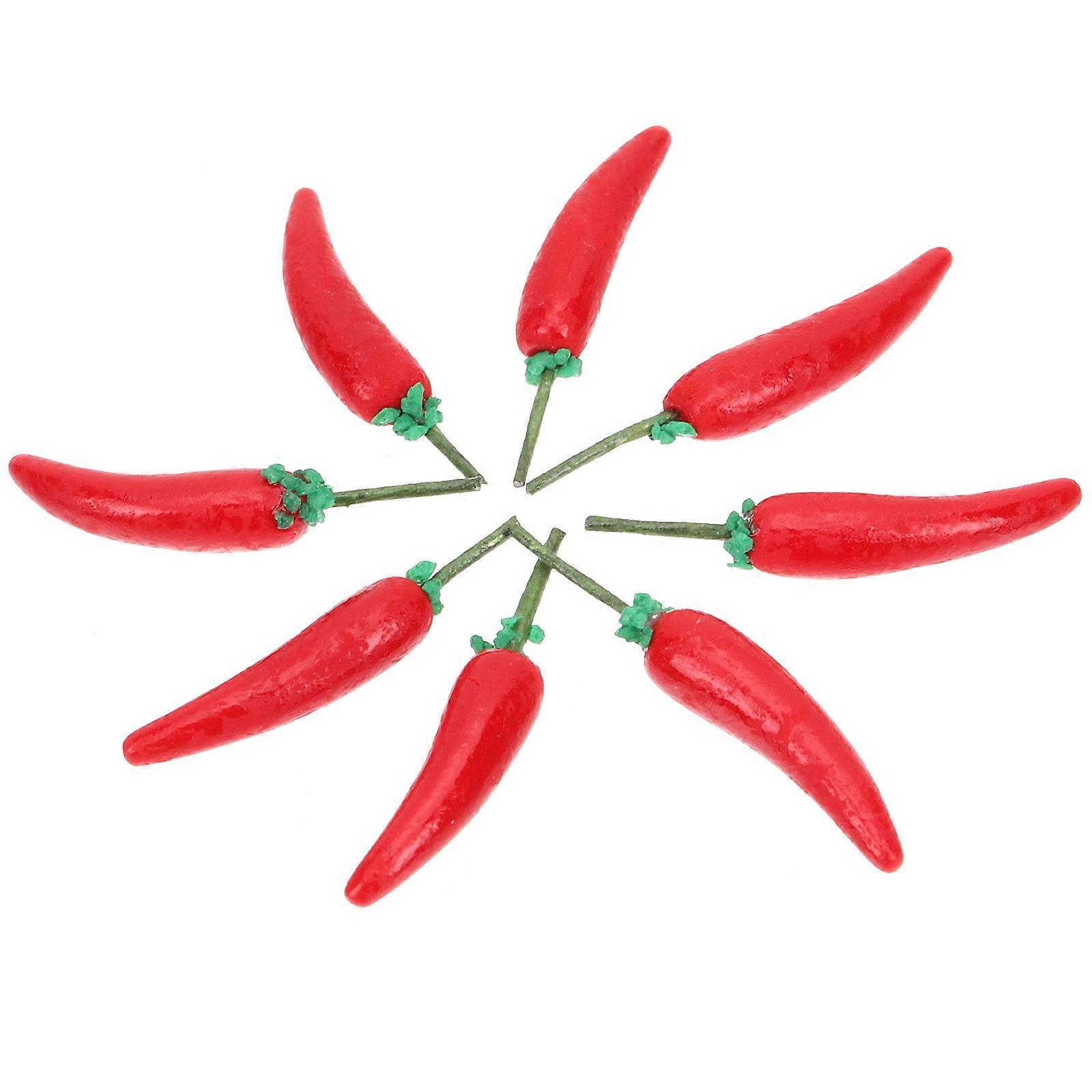 Miniature Simulation Chili Dollhouse Vegetable for Playing 10Pcs Red Resin