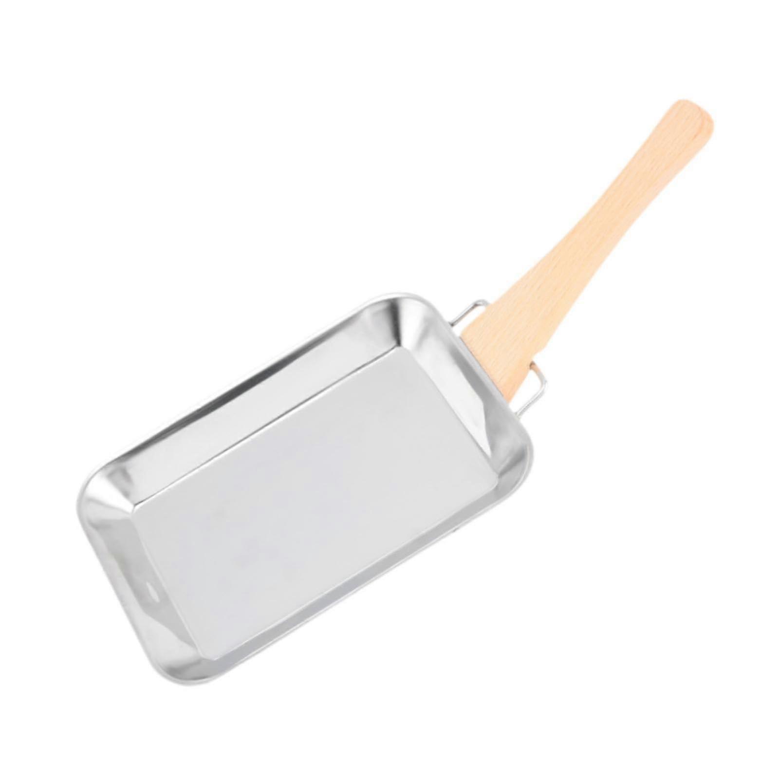 Stainless Steel Baking Tray with Wooden Handle, Rust Resistant Rectangular Pan for Oven