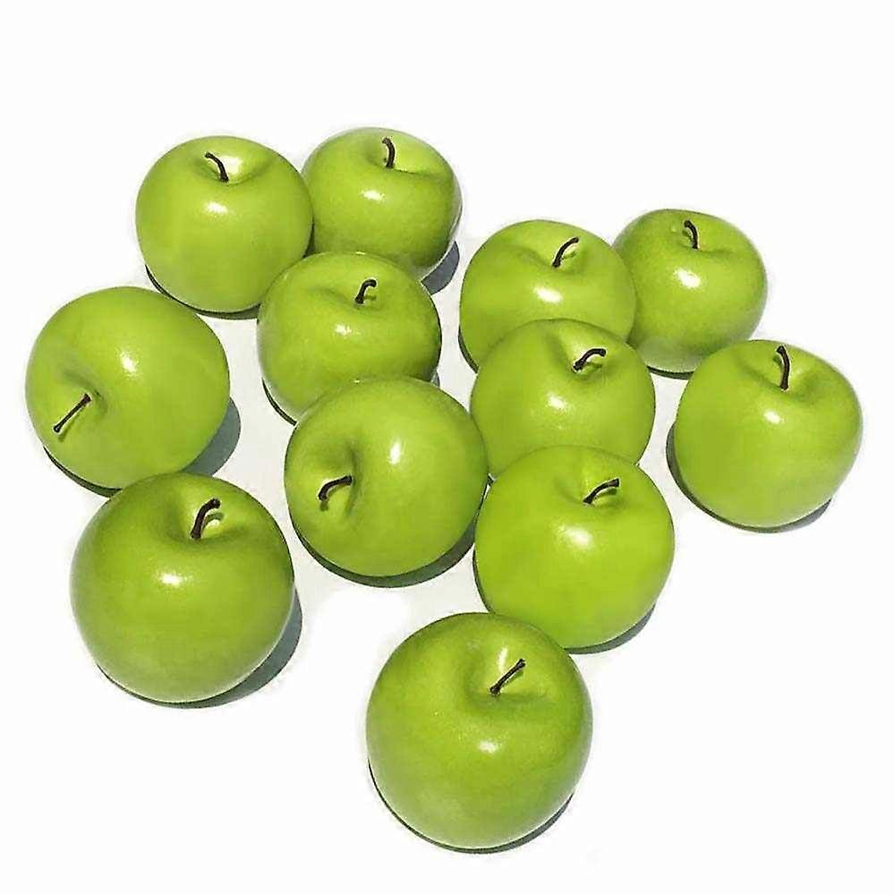 12 Pcs Realistic Artificial Simulation Green Apples Set