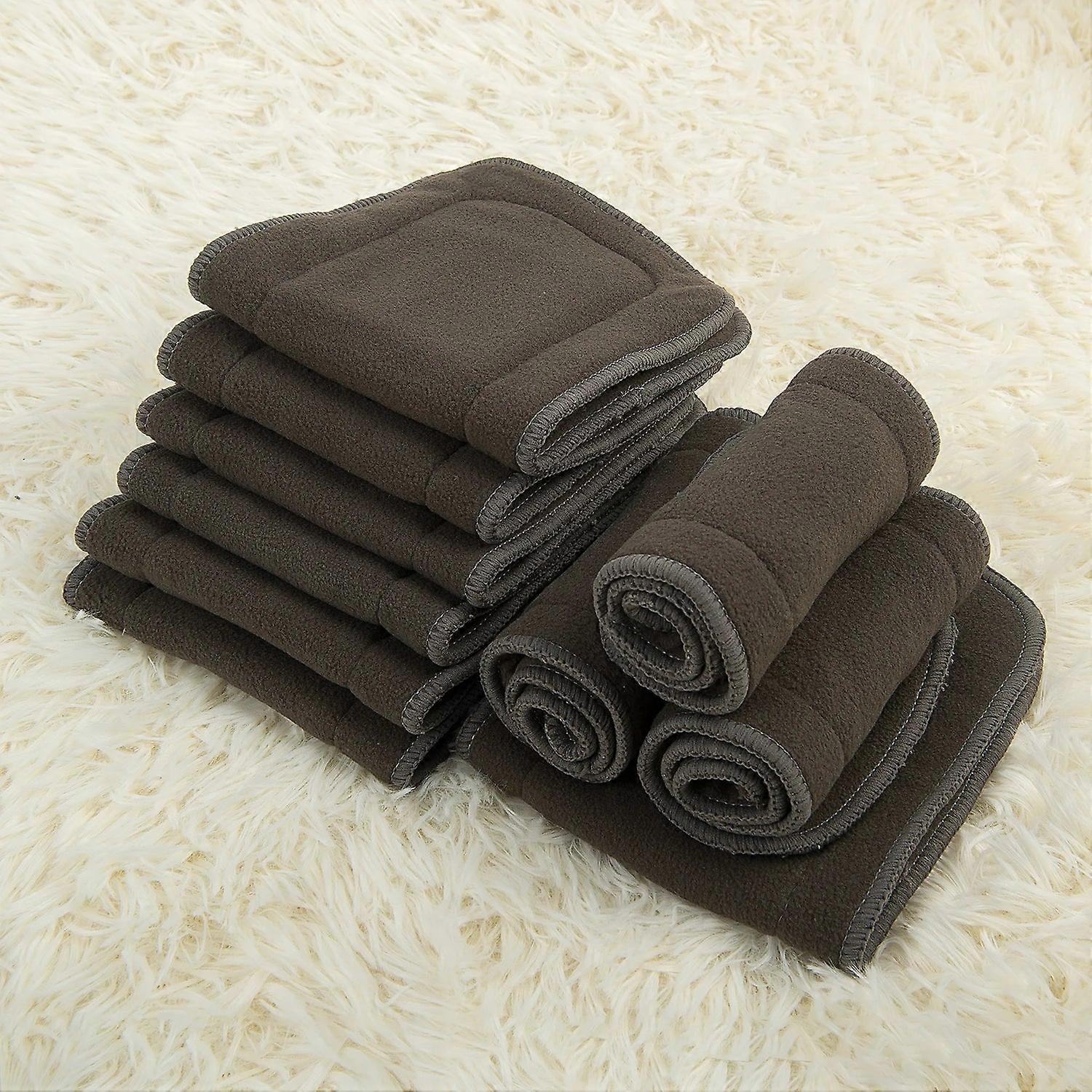 Bamboo Charcoal Baby Nappy Inserts, 4-layer Washable, Reusable (10-pack)