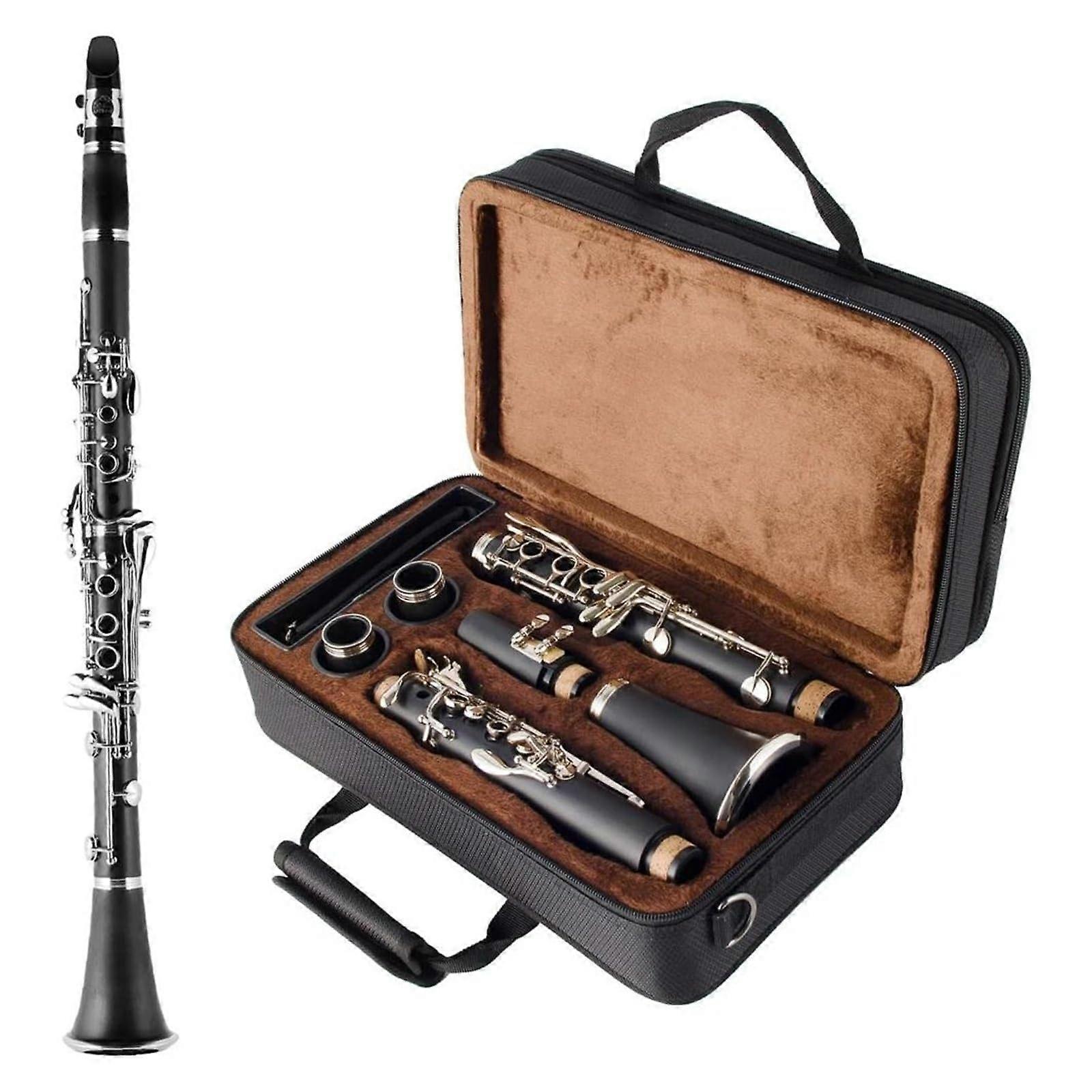 Bb Clarinet for Beginners 17 Key Nickel Plated Durable Matte Finish with Case