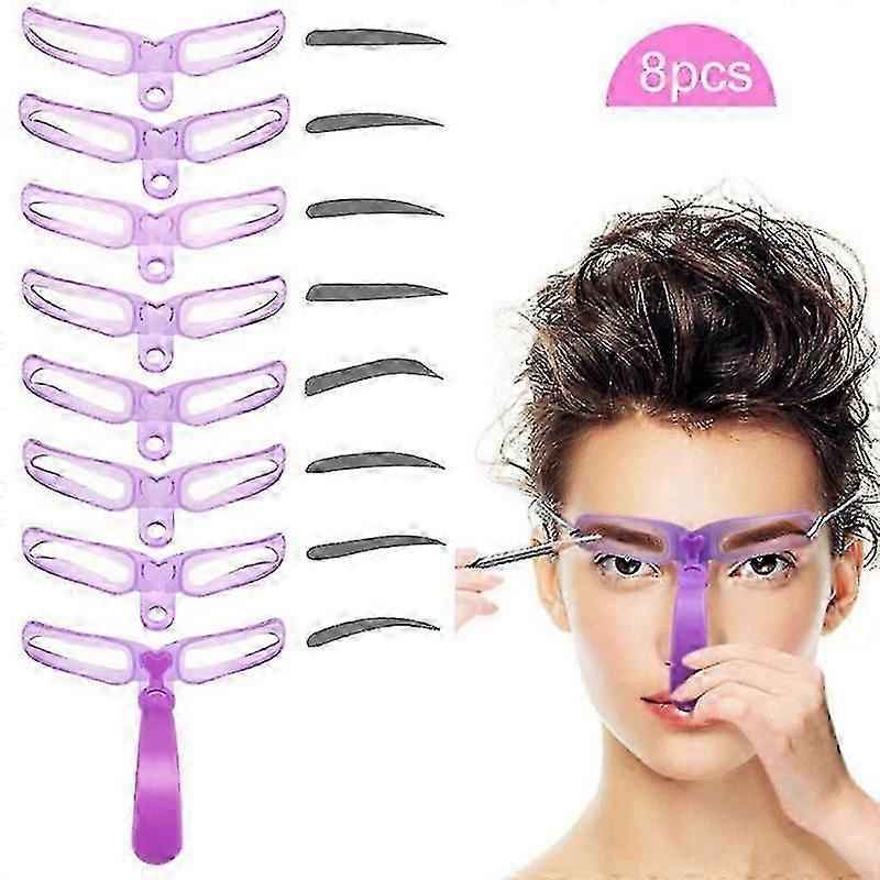 8pcs Diy Eyebrow Shaper Makeup Template Eyebrow Grooming Shaping Stencil Kit